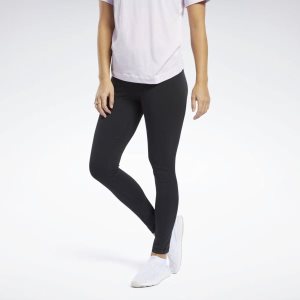 Legginsy Damskie Reebok Training Essentials Cotton Czarne PL 06THFJV